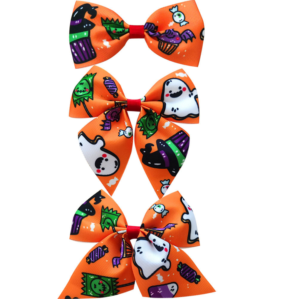 Wholesale Halloween 3-piece Set Printed Girl's Bow Hairpin